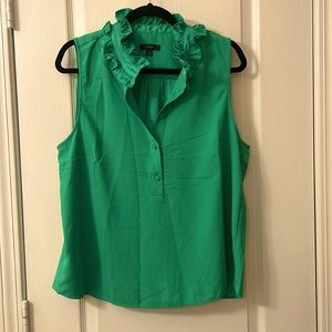 J. Crew NWOT green ruffle tank top cami size L